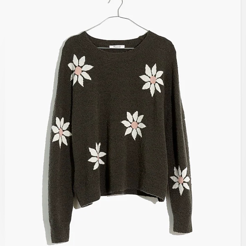 Madewell Floral pullover sweater in Marled Ivy color.